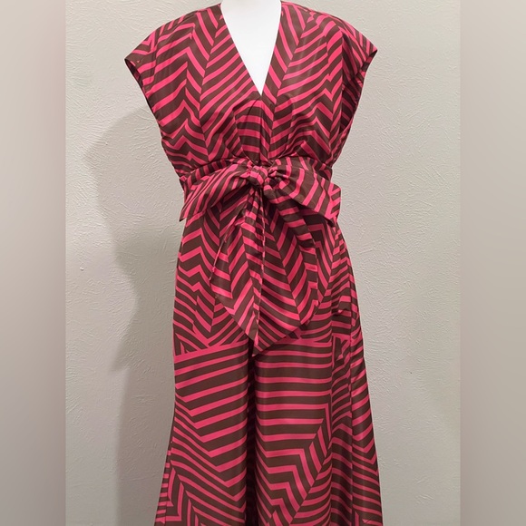 Silvia Tcherassi Pink and Brown Striped Dress - Picture 1 of 5